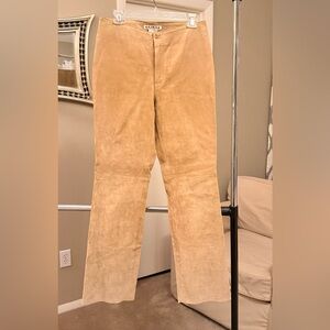 Women’s A.M.I. Tan Suede Bootcut Pants